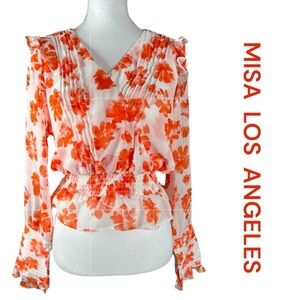 MISA LOS ANGELES Long Sleeve Wrap Blouse, Size M.